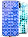 2 Decal style Skin Wraps set for Apple iPhone X and XS Gothic Punk Pattern Blue