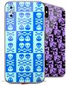 2 Decal style Skin Wraps set for Apple iPhone X and XS Skull And Crossbones Pattern Blue