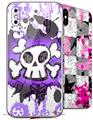 2 Decal style Skin Wraps set for Apple iPhone X and XS Cartoon Skull Purple