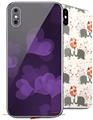 2 Decal style Skin Wraps set for Apple iPhone X and XS Bokeh Hearts Purple