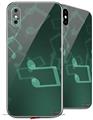 2 Decal style Skin Wraps set for Apple iPhone X and XS Bokeh Music Seafoam Green
