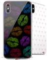 2 Decal style Skin Wraps set for Apple iPhone X and XS Rainbow Lips Black