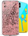 2 Decal style Skin Wraps set for Apple iPhone X and XS Folder Doodles Pink