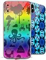 2 Decal style Skin Wraps set for Apple iPhone X and XS Cute Rainbow Monsters