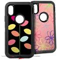 2x Decal style Skin Wrap Set compatible with Otterbox Defender iPhone X and Xs Case - Plain Leaves On Black (CASE NOT INCLUDED)