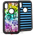 2x Decal style Skin Wrap Set compatible with Otterbox Defender iPhone X and Xs Case - Scene Kid Sketches Rainbow (CASE NOT INCLUDED)