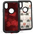 2x Decal style Skin Wrap Set compatible with Otterbox Defender iPhone X and Xs Case - Bokeh Hearts Red (CASE NOT INCLUDED)