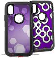 2x Decal style Skin Wrap Set compatible with Otterbox Defender iPhone X and Xs Case - Bokeh Hex Purple (CASE NOT INCLUDED)