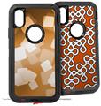 2x Decal style Skin Wrap Set compatible with Otterbox Defender iPhone X and Xs Case - Bokeh Squared Orange (CASE NOT INCLUDED)