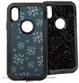 2x Decal style Skin Wrap Set compatible with Otterbox Defender iPhone X and Xs Case - Winter Snow Dark Blue (CASE NOT INCLUDED)