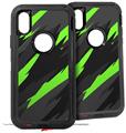2x Decal style Skin Wrap Set compatible with Otterbox Defender iPhone X and Xs Case - Jagged Camo Neon Green (CASE NOT INCLUDED)