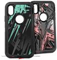 2x Decal style Skin Wrap Set compatible with Otterbox Defender iPhone X and Xs Case - Baja 0014 Seafoam Green (CASE NOT INCLUDED)