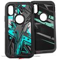 2x Decal style Skin Wrap Set compatible with Otterbox Defender iPhone X and Xs Case - Baja 0032 Neon Teal (CASE NOT INCLUDED)