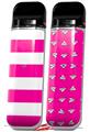 Skin Decal Wrap 2 Pack for Smok Novo v1 Psycho Stripes Hot Pink and White VAPE NOT INCLUDED