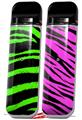 Skin Decal Wrap 2 Pack for Smok Novo v1 Zebra Green VAPE NOT INCLUDED