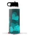 Skin Wrap Decal compatible with Hydro Flask Wide Mouth Bottle 32oz Bokeh Hearts Neon Teal (BOTTLE NOT INCLUDED)