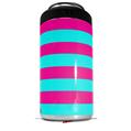 WraptorSkinz Skin Decal Wrap compatible with Yeti 16oz Tall Colster Can Cooler Insulator Psycho Stripes Neon Teal and Hot Pink (COOLER NOT INCLUDED)