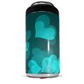 WraptorSkinz Skin Decal Wrap compatible with Yeti 16oz Tall Colster Can Cooler Insulator Bokeh Hearts Neon Teal (COOLER NOT INCLUDED)
