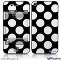 iPhone 4 Decal Style Vinyl Skin - Kearas Polka Dots White On Black (DOES NOT fit newer iPhone 4S)