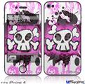 iPhone 4 Decal Style Vinyl Skin - Cartoon Skull Pink (DOES NOT fit newer iPhone 4S)