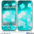 iPhone 4 Decal Style Vinyl Skin - Bokeh Squared Neon Teal (DOES NOT fit newer iPhone 4S)