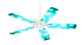 Bokeh Squared Neon Teal - Ceiling Fan Skin Kit fits most 42 inch fans (FAN and BLADES SOLD SEPARATELY)