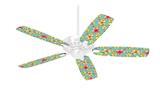 Beach Flowers Seafoam Green - Ceiling Fan Skin Kit fits most 42 inch fans (FAN and BLADES SOLD SEPARATELY)