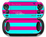 Psycho Stripes Neon Teal and Hot Pink - Decal Style Skin fits Sony PS Vita