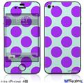 iPhone 4S Decal Style Vinyl Skin - Kearas Polka Dots Purple And Blue