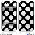 iPhone 4S Decal Style Vinyl Skin - Kearas Polka Dots White On Black