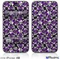 iPhone 4S Decal Style Vinyl Skin - Splatter Girly Skull Purple