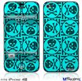 iPhone 4S Decal Style Vinyl Skin - Skull Patch Pattern Blue