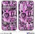 iPhone 4S Decal Style Vinyl Skin - Scene Kid Sketches Pink