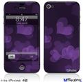 iPhone 4S Decal Style Vinyl Skin - Bokeh Hearts Purple