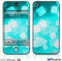 iPhone 4S Decal Style Vinyl Skin - Bokeh Squared Neon Teal