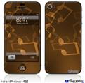 iPhone 4S Decal Style Vinyl Skin - Bokeh Music Orange