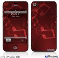 iPhone 4S Decal Style Vinyl Skin - Bokeh Music Red