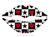 Hearts and Stars Red - Kissing Lips Fabric Wall Skin Decal measures 24x15 inches