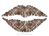 Wavey Chocolate Brown - Kissing Lips Fabric Wall Skin Decal measures 24x15 inches