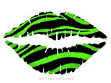 Zebra Green - Kissing Lips Fabric Wall Skin Decal measures 24x15 inches