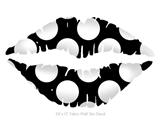Kearas Polka Dots White On Black - Kissing Lips Fabric Wall Skin Decal measures 24x15 inches