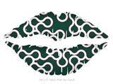Locknodes 03 Hunter Green - Kissing Lips Fabric Wall Skin Decal measures 24x15 inches