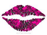 Scattered Skulls Hot Pink - Kissing Lips Fabric Wall Skin Decal measures 24x15 inches
