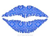 Gothic Punk Pattern Blue - Kissing Lips Fabric Wall Skin Decal measures 24x15 inches