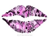 Scene Kid Sketches Pink - Kissing Lips Fabric Wall Skin Decal measures 24x15 inches