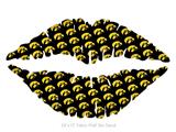 Iowa Hawkeyes Tigerhawk Tiled 06 Gold on Black - Kissing Lips Fabric Wall Skin Decal measures 24x15 inches