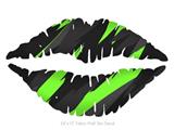 Jagged Camo Neon Green - Kissing Lips Fabric Wall Skin Decal measures 24x15 inches