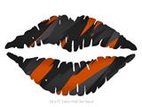 Jagged Camo Burnt Orange - Kissing Lips Fabric Wall Skin Decal measures 24x15 inches