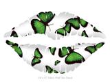 Butterflies Green - Kissing Lips Fabric Wall Skin Decal measures 24x15 inches