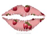 Strawberries on Pink - Kissing Lips Fabric Wall Skin Decal measures 24x15 inches